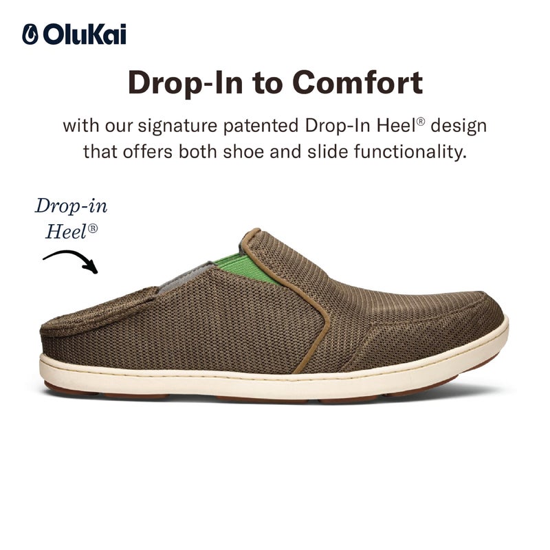 OLUKAI Nohea Mesh Men's Slip On Sneakers, Lightweight & Breathable Shoes for Everyday Wear, All-Weather & Enhanced Traction, Mustang/Lime Peel, 10.5 - Image 2